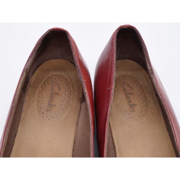 Clarks Flats Womens 9 Brown Leather Bow Slip On Comfort Shoes Round Toe - Picture 7 of 11